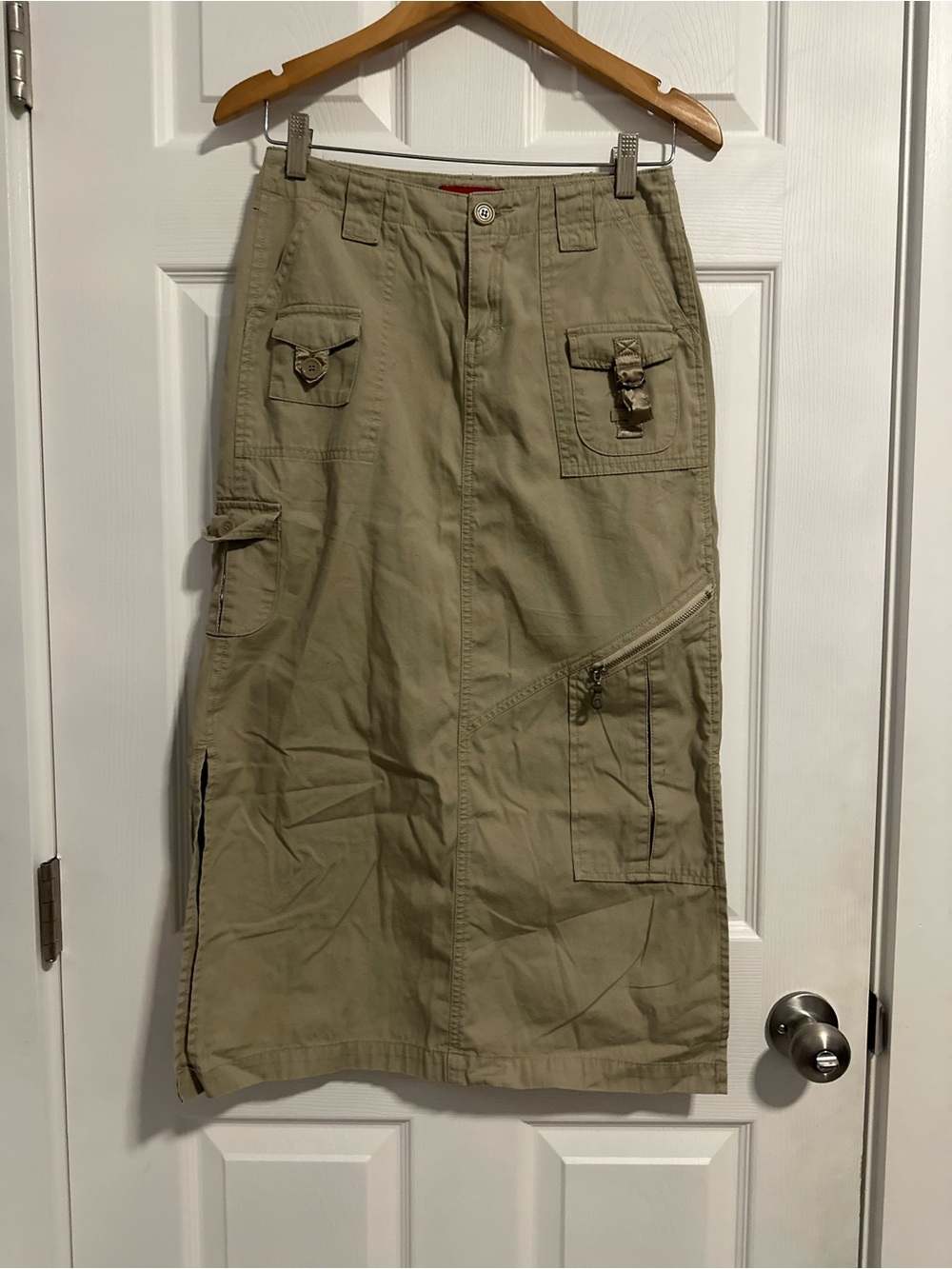 Unionbay Utility Cargo Midi Skirt in Tan